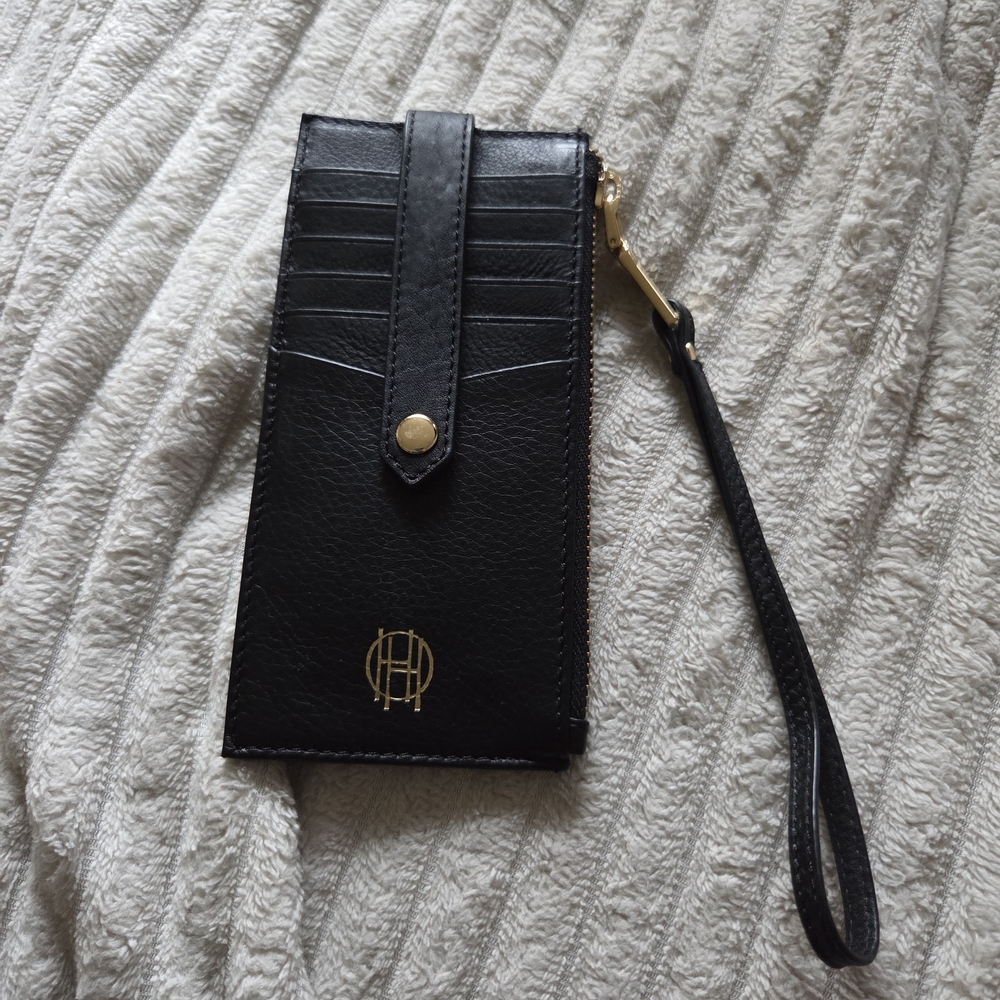 House Of Harlow Black Genuine Leather Wristlet Card Wallet